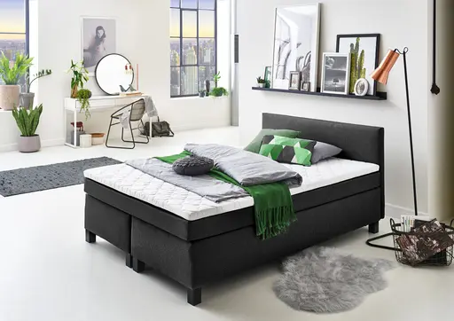 Boxspringbett- Liegefläche ca. 140x200 cm, Stoff, Grau