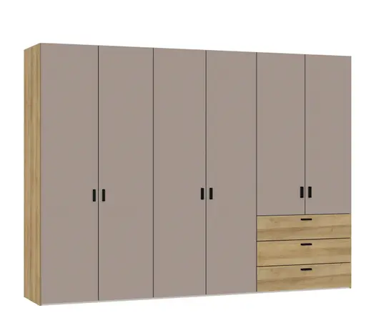 Drehtürenschrank JOIN IT- B ca. 303 cm, Eiche Dekor, Nougat