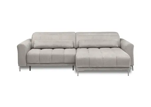 Ecksofa MINAO - 1,5-Sitzer mit Longchair rechts, Sitztiefe verstellbar motorisch, Kopfteil verstellbar, Stoff, Truffle