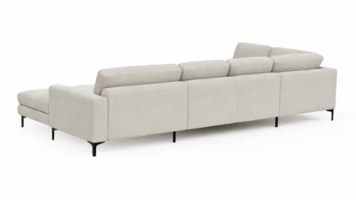 Wohnlandschaft Oviedo - Ecke links mit 2-Sitzer und Longchair rechts, Stoff, Natur