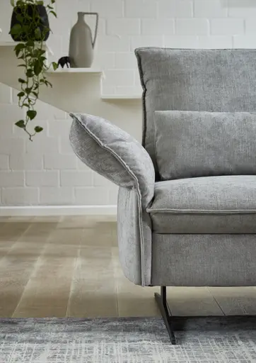 Ecksofa EM Marseille - 2,5-Sitzer mit Ecke rechts,  Rückentiefe verstellbar, Stoff, Grau