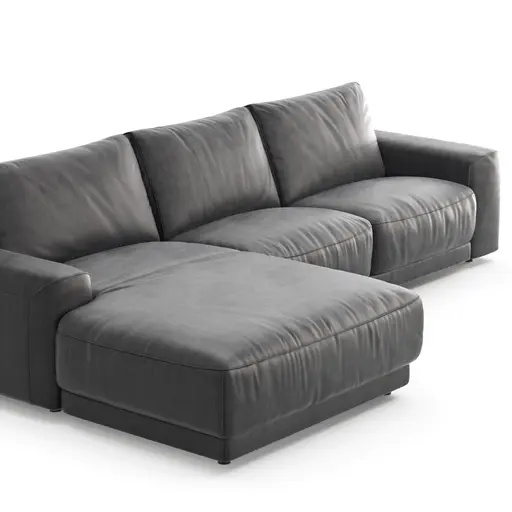 Ecksofa Balok - Longchair groß links mit 2,5-Sitzer, Stoff, Anthrazit