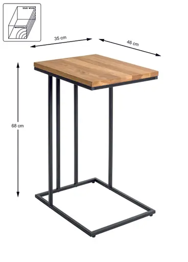Beistelltisch - LB ca. 46x35 cm, Eiche massiv geölt, Schwarz