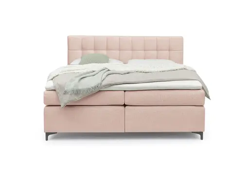 Boxspringbett HINDA- Liegefläche ca. 180x200 cm, Stoff, Altrosa, Bonell, Inkl. Topper