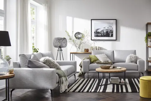 Sofa Redington - 3-Sitzer, Stoff, Hellgrau