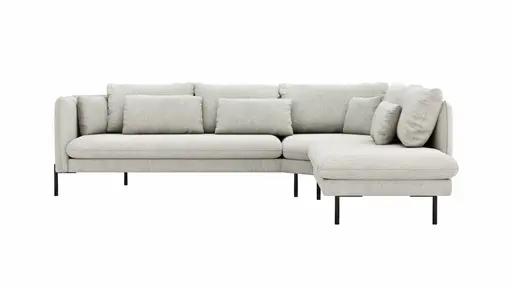 Ecksofa Birte - 2,5-Sitzer, Ecke rechts, Flachgewebe, Hellgrau