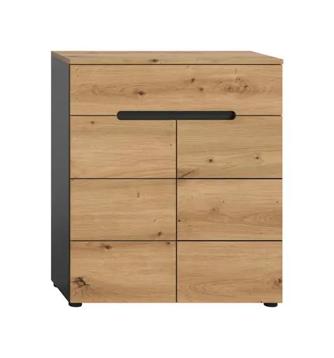 Kommode - B ca. 80 cm, Basalt grau, Artisan Eiche Nachbildung