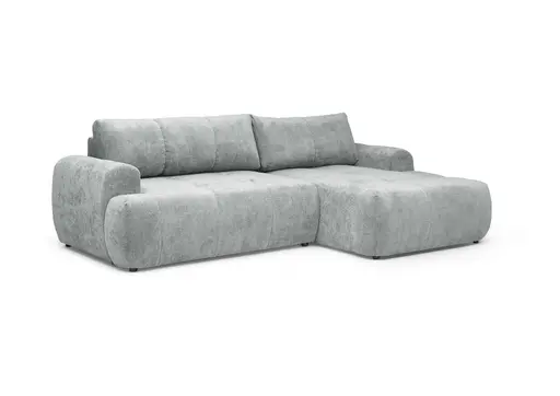 Ecksofa - 2-Sitzer mit Longchair rechts, Stoff, Aqua