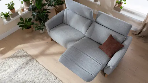 Sofa Nevin - 3-Sitzer, inkl. Relaxfunktion und Kopfteilverstellung (motorisch), Stoff, Silbergrau 