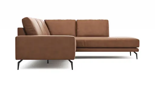 Ecksofa Redington - 2,5-Sitzer mit Ecke rechts, Leder, Cognac
