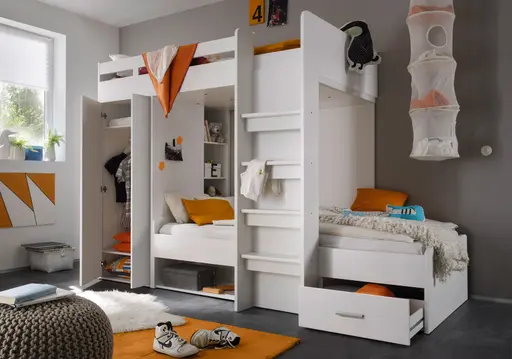 Hochbett - Liegeflächen ca. 90x200 cm, Weiß