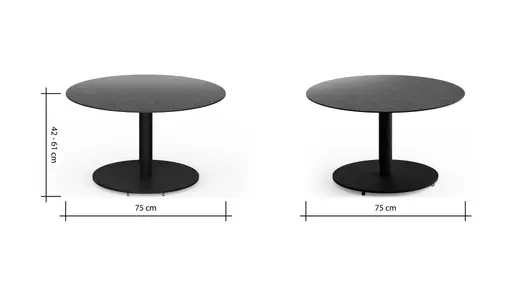 Couchtisch Camas - LBH ca. 75x75x42 cm, Keramik, Schwarz