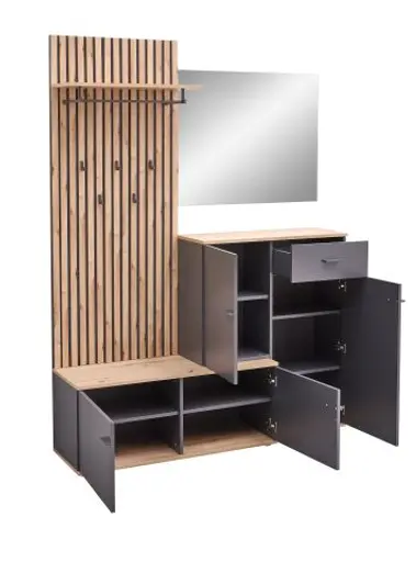 Kompaktgarderobe - Anthrazit, Artisan Eiche Nachbildung