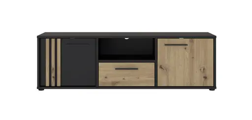 TV-Board FLORISS- Schwarz, Eiche Dekor