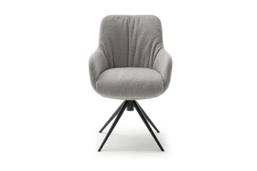 Armlehnstuhl Mis Legere - Boucle, Grau, Stativ, Anthrazit