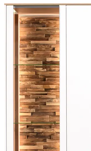 Sideboard - mit Beleuchtung, B ca. 169 cm, Weiß, Asteiche, Schwarz