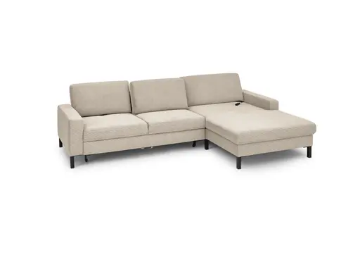  Ecksofa CALM MOVE 2.0 - 2,5-Sitzer mit Longchair rechts, Schlaffunktion, Feincord, Sand