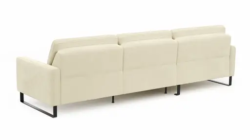 Ecksofa Valera - Longchair mit 3-Sitzer rechts inkl. Rückenlehne verstellbar, Stoff, Natur