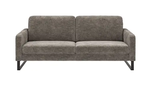 Sofa Enna - 3,5-Sitzer, Armlehne A, Stoff, Graubraun, Kufe, Schwarz
