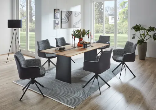 Armlehnenstuhl - Stoff, Braun-Graphit