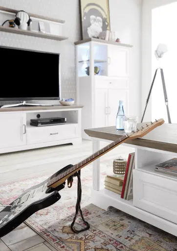 TV-Unterteil - Weiß, Eiche Dekor