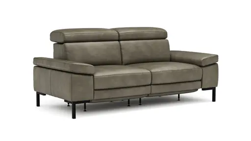 Sofa Hudson - 2,5-Sitzer, inkl. Relaxfunktion (motorisch) und Kopfteil/Armlehnen verstellbar, Leder, Braungrün