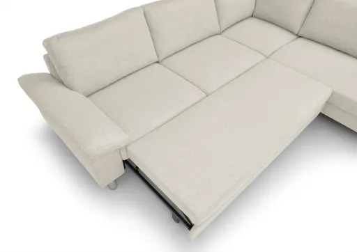 Ecksofa COOL - 2,5-Sitzer mit Ecke rechts, Querschläfer, Stoff, Natur