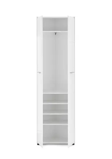Garderobenschrank- Weiß, Weiß, Hochglanz