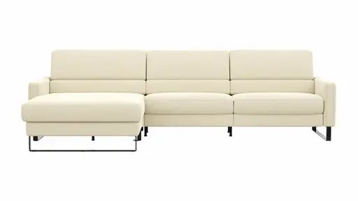 Ecksofa Valera - Longchair mit 3-Sitzer rechts inkl. Rückenlehne verstellbar, Stoff, Natur