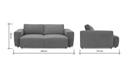 Bigsofa Lilaia - 3-Sitzer Tief, Stoff, Creme