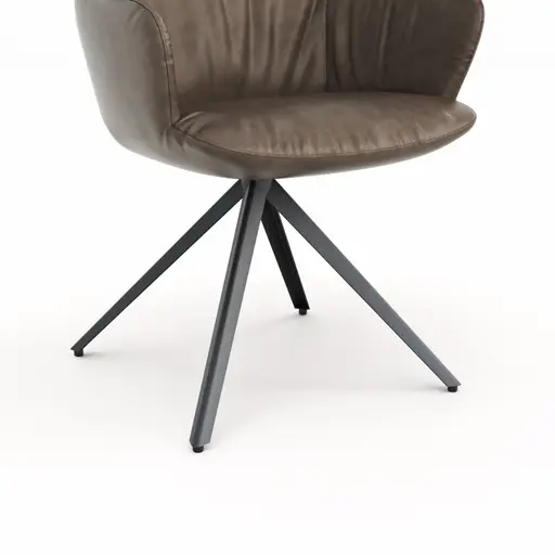 Armlehnstuhl Pegara - Leder, Ash, Gestell, Anthrazit