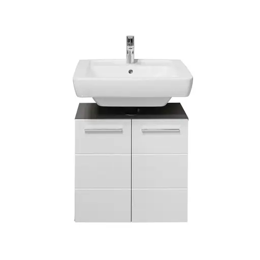 Waschebeckenunterschrank- B ca. 60 cm, Anthrazit, Weiß, Hochglanz