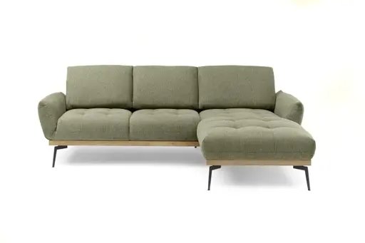 Ecksofa EDDIE - 2-Sitzer, Ecke rechts inkl. Rückenverstellungen, Stoff, Graugrün