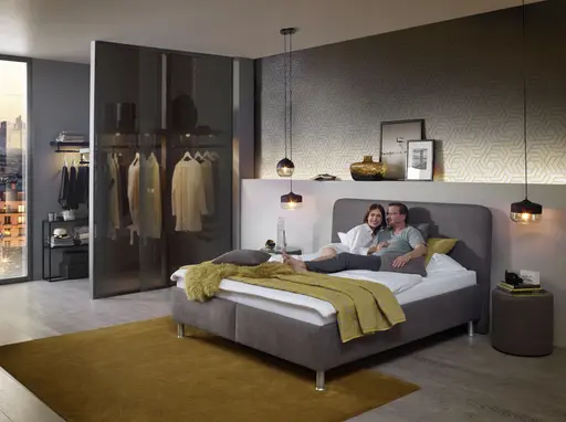 Polsterbett EM Select - Liegefläche ca. 180x200 cm, Stoff, khaki