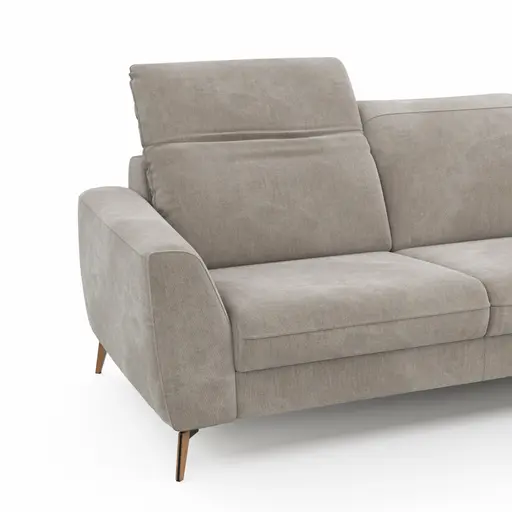 Sofa Tulsa KV - 2,5-Sitzer, inkl. Kopfteilverstellung, Stoff, Graubeige