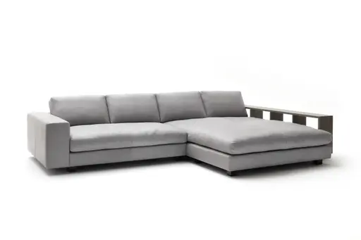 Ecksofa Aprino 1 - 2,5-Sitzer mit Longchair rechts, Leder, Grau
