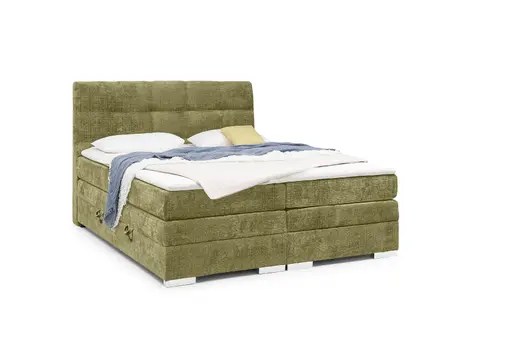 Boxspringbett SANDRIN- Liegefläche ca. 180x200 cm, Stoff, Grün, inkl. Stauraum