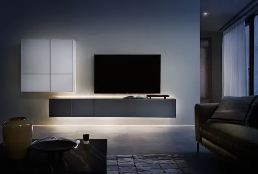 Wohnwand Casello - BHT: ca. 319x182x47 cm, Lack Matt, Steingrau, Anthrazit