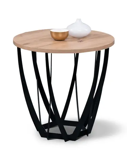 Beistelltisch - Ø/H ca. 50x50 cm, Artisan Eiche Nachbildung, Schwarz