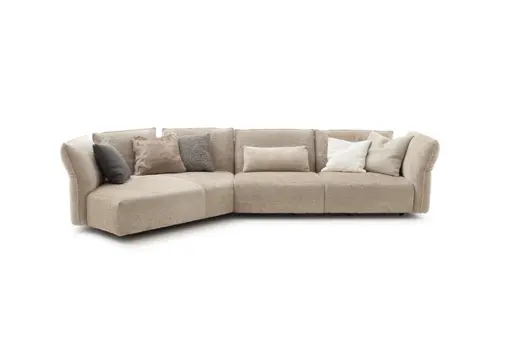 Trapezsofa Motone - Ecke links mit 2-Sitzer, Stoff, Beige