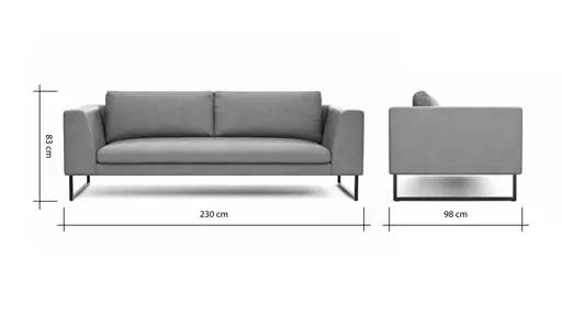 Sofa Helmi - 3-Sitzer, Leder, Cappuccino, Metallkufe