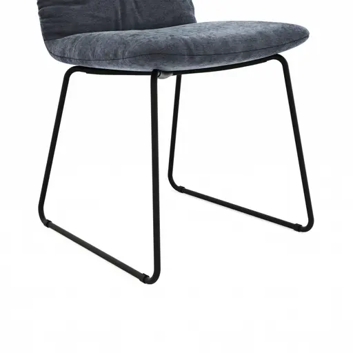 Stuhl Pelle - Stoff, Graugrün, Kufe, Schwarzgrau