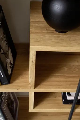 Regal Mileto - BHT ca. 119x215x32 cm, Asteiche Natur, Metall, Schwarz