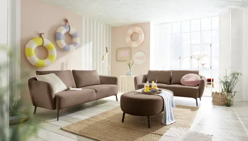 Hocker CARLLOTA - LB. ca. 125x73 cm, Stoff, Taupe