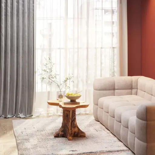 Beistelltisch- D ca. 40 cm,  Teak, Massivholz, Lackiert