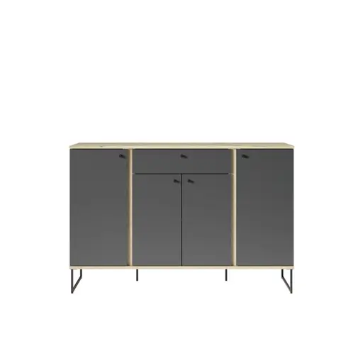 Sideboard - B ca. 135 cm, Anthrazit, Evoke Eiche Nachbildung