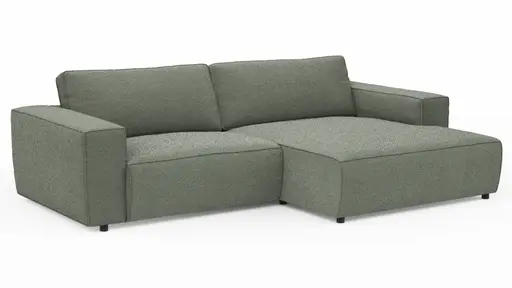 Ecksofa Lilaia - 1,5-Sitzer XL mit Chaise Longue XL rechts, Stoff, Olivgrün