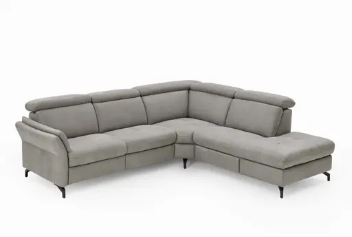  Ecksofa - 2-Sitzer mit Ecke rechts, Stoff, Grau