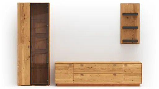 Wohnwand Fibra - Asteiche teilmassiv, natur, geölt