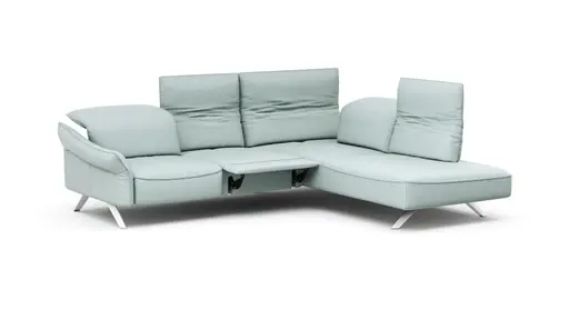 Ecksofa Bormio - 2,5-Sitzer, Ecke rechts inkl. Fußteilverstellung motorisch, Sitztiefen- und Kopfteilverstellung, Leder Jade